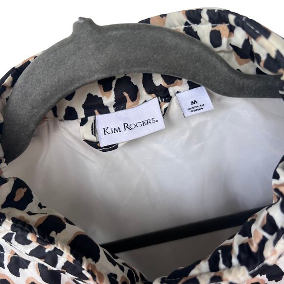 Kim Rogers Leopard Print Quilted Puffer Vest Zip Front Women’s Medium - Picture 7 of 8